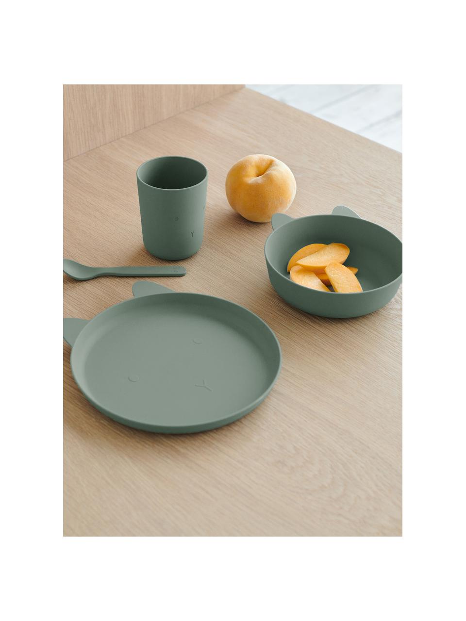 Set di piatti Paul 4 pz, 90% plastica, 10% fibra di bambù, Verde, Set in varie misure