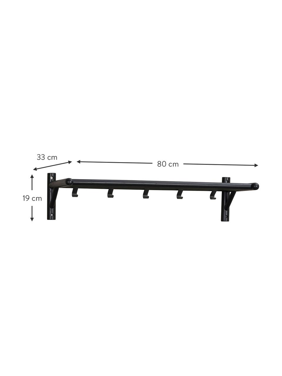 Perchero de pared en roble Milford, Negro, An 80 x Al 19 cm