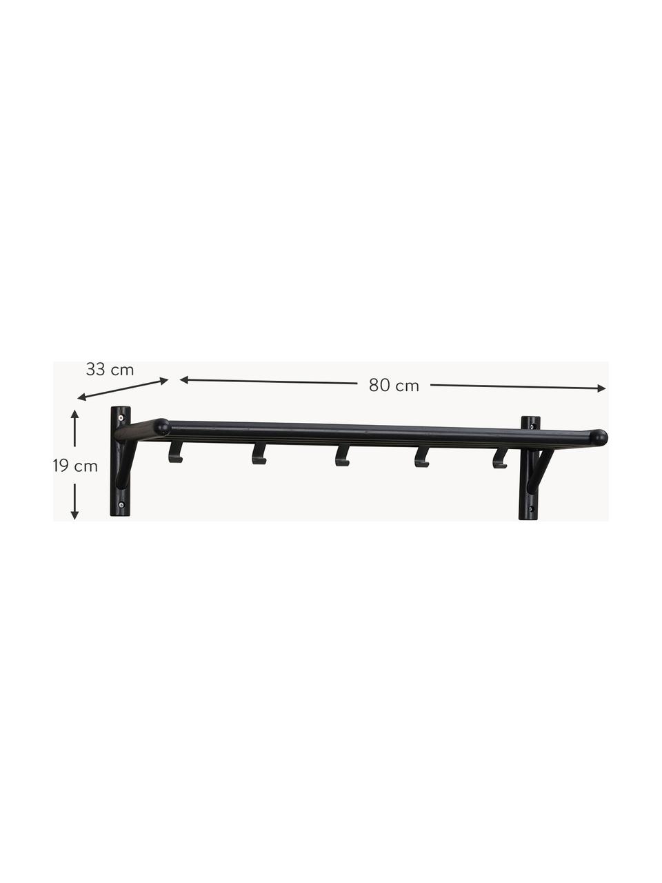 Perchero de pared de madera de roble Milford, Negro, An 80 cm