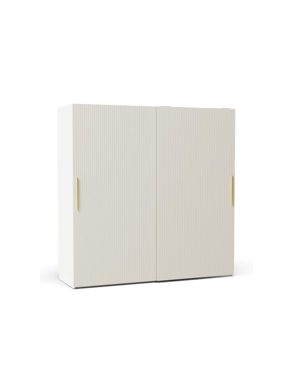 Modularer Schwebetürenschrank Simone, 200 cm Breite, mehrere Varianten, Korpus: Spanplatte, FSC-zertifizi, Holz, Beige, Basic Interior, B 200 x H 200 cm