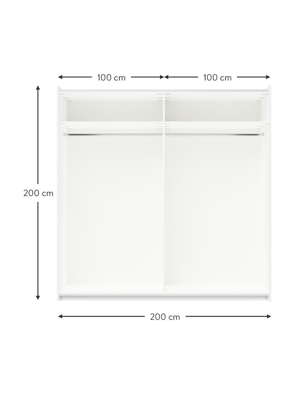Modulaire schuifdeurkast Simone, 200 cm breed, diverse varianten, Hout, beige, Basis interieur, B 200 x H 200 cm
