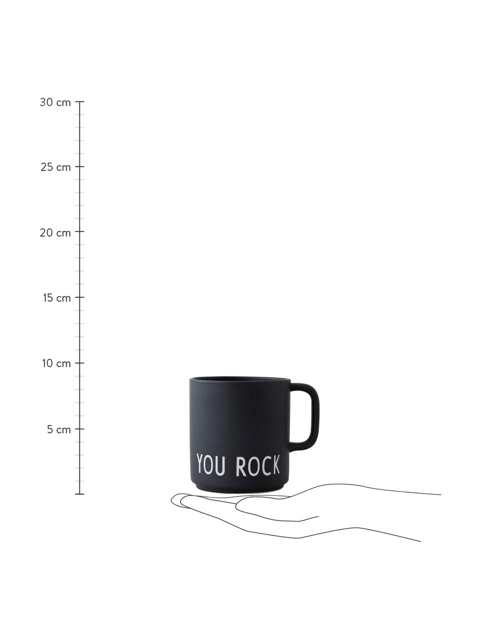 Tazza caffè di design Favourite YOU ROCK, Fine Bone China (porcellana), Nero (You rock), Ø 10 x Alt. 9 cm, 250 ml