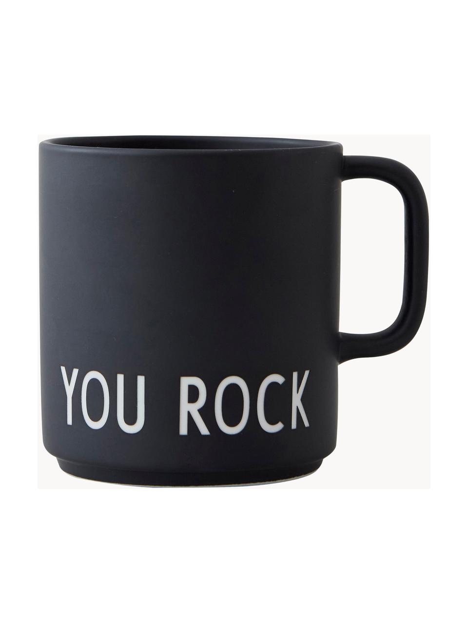 Tazza caffè di design Favourite YOU ROCK, Fine Bone China (porcellana), Nero (You rock), Ø 10 x Alt. 9 cm, 250 ml