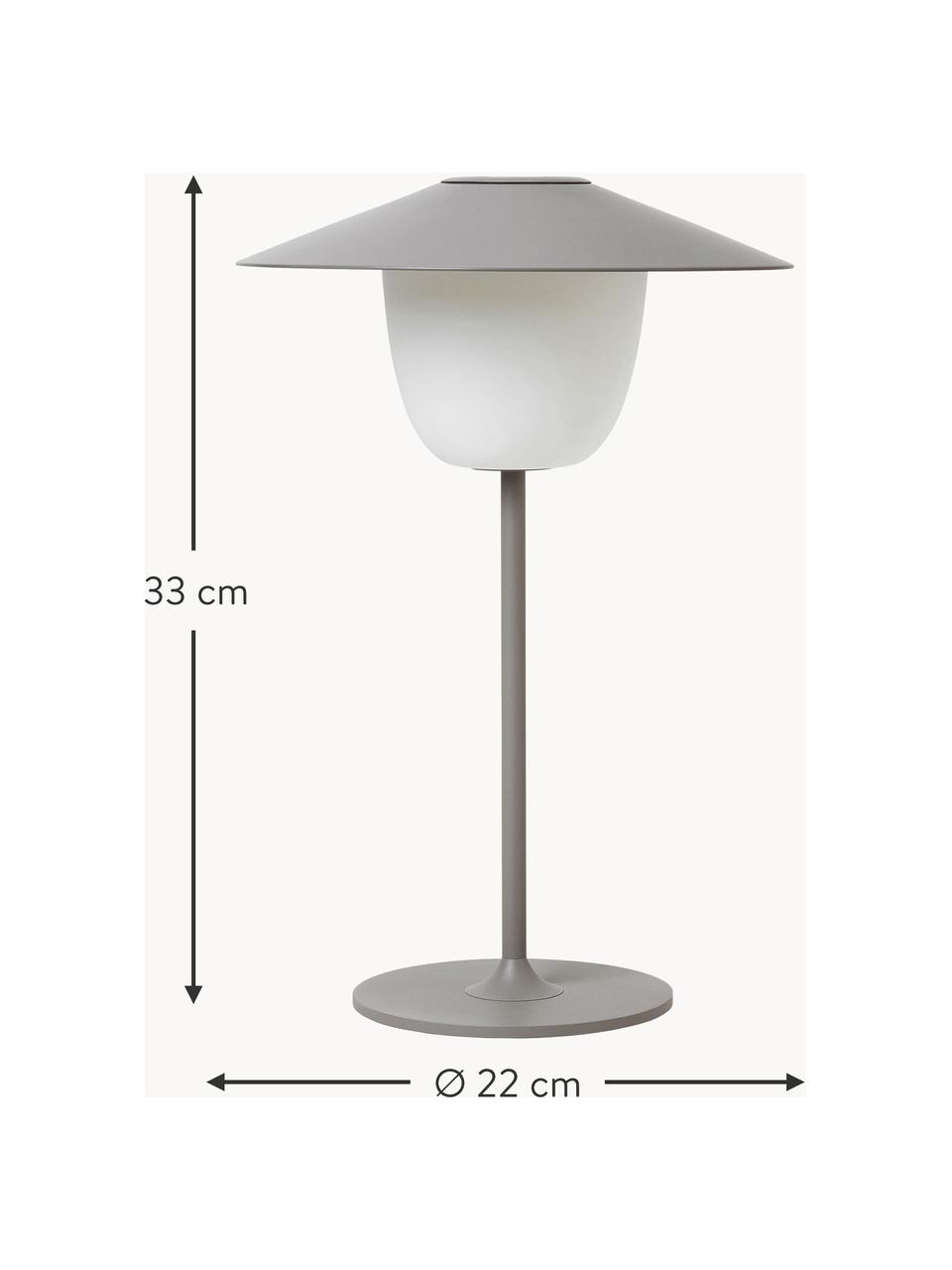 Lámpara LED regulable para exterior Ani, portátil para colgar o de pie, Pantalla: aluminio, Cable: plástico, Gris, blanco, Ø 22 x Al 33 cm