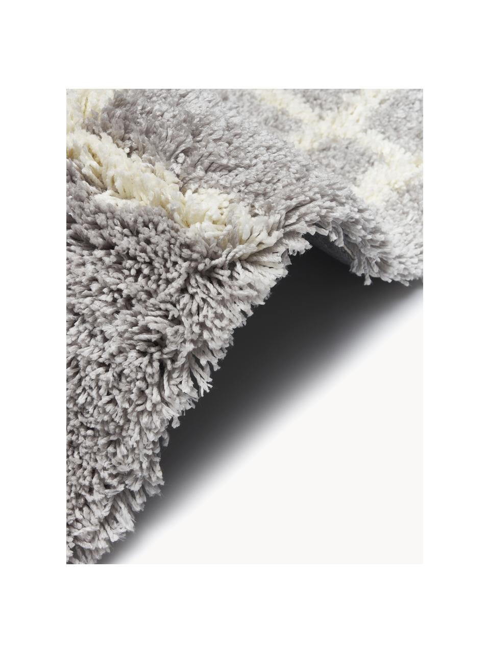 Ručně tkaný načechraný koberec s vysokým vlasem Amelie, Šedá, krémově bílá, Š 120 cm, D 180 cm (velikost S)