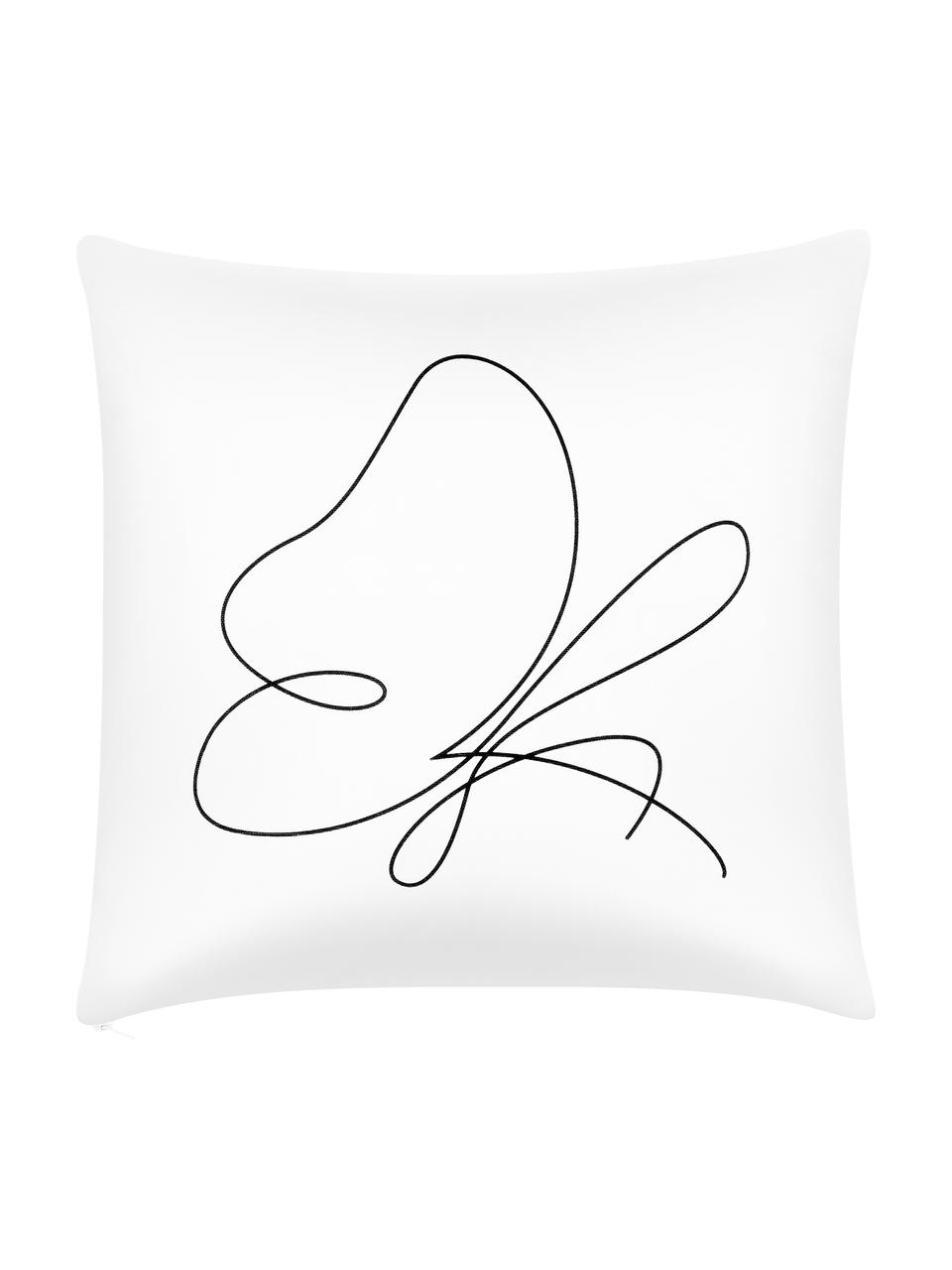 Housse de coussin 40x40 blanc Morpho, Blanc, noir