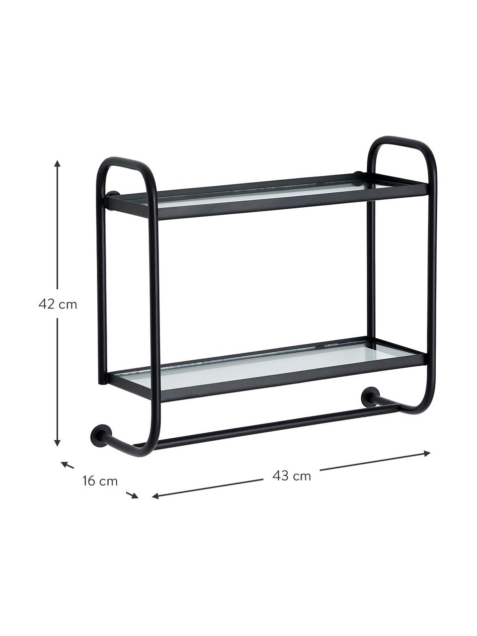 Mesa de centro redonda de metal Thin, Estructura: metal recubierto, Estantes: vidrio, Negro, transparente, An 43 x Al 42 cm