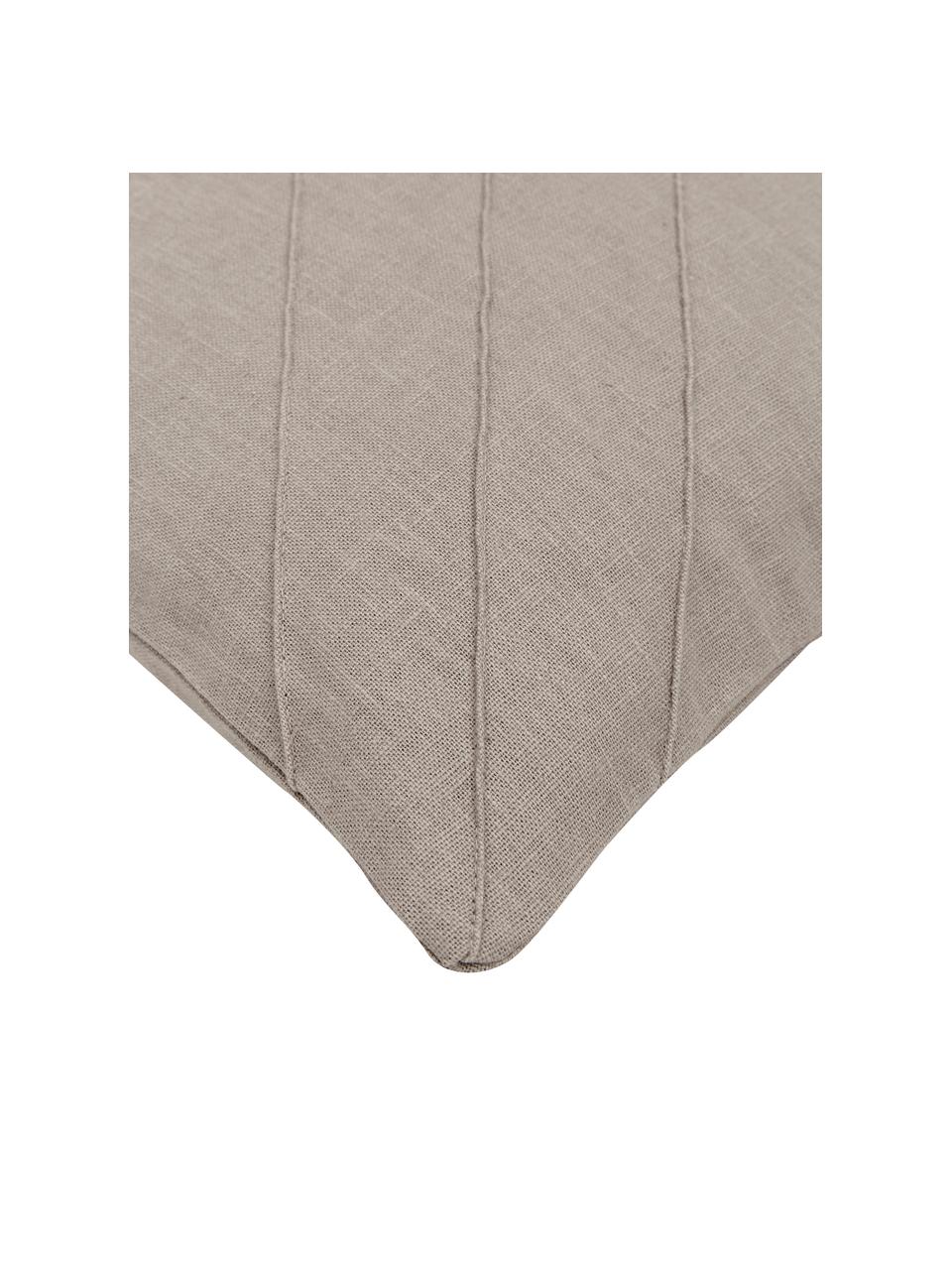 Leinen-Kissenhülle Malia in Beige mit Strukturmuster, 51 % Leinen, 49 % Baumwolle, Greige, B 45 x L 45 cm