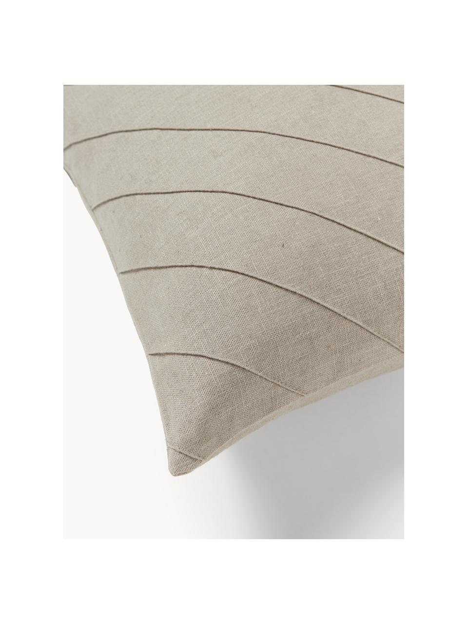 Kussenhoes Malia in beige met structuurpatroon, 51% linnen, 49% katoen, Greige, B 45 x L 45 cm