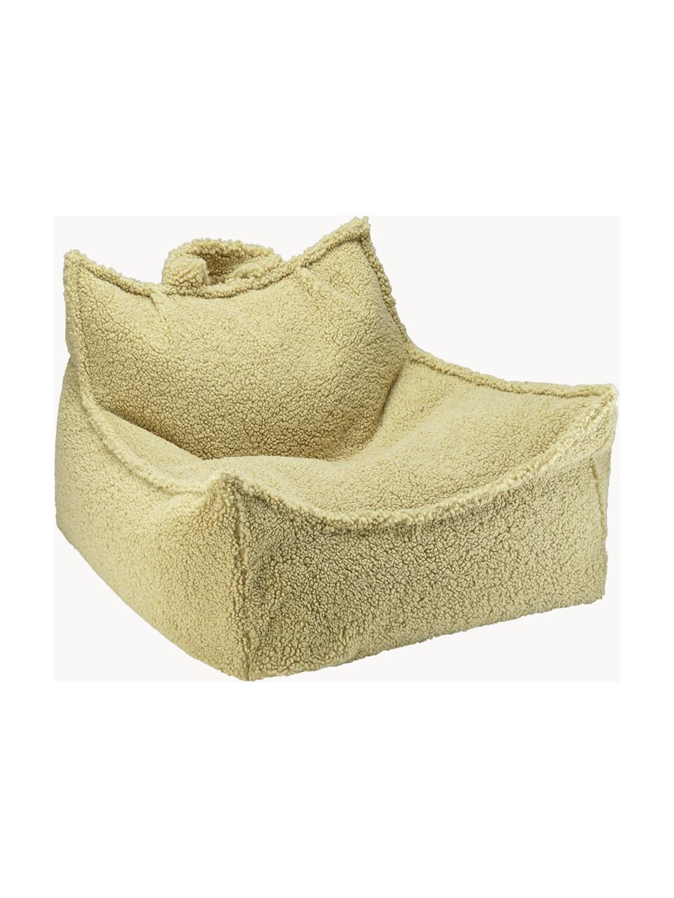 Pouf a sacco per bambini in teddy Sugar, Rivestimento: teddy (100% poliestere), Interno: 100% fibra non tessuta, Teddy verde chiaro, Larg. 70 x Prof. 80 cm