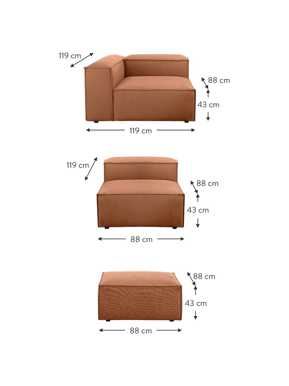Canapé d'angle modulable 4 places avec pouf Lennon, Tissu nougat, larg. 327 x prof. 207 cm