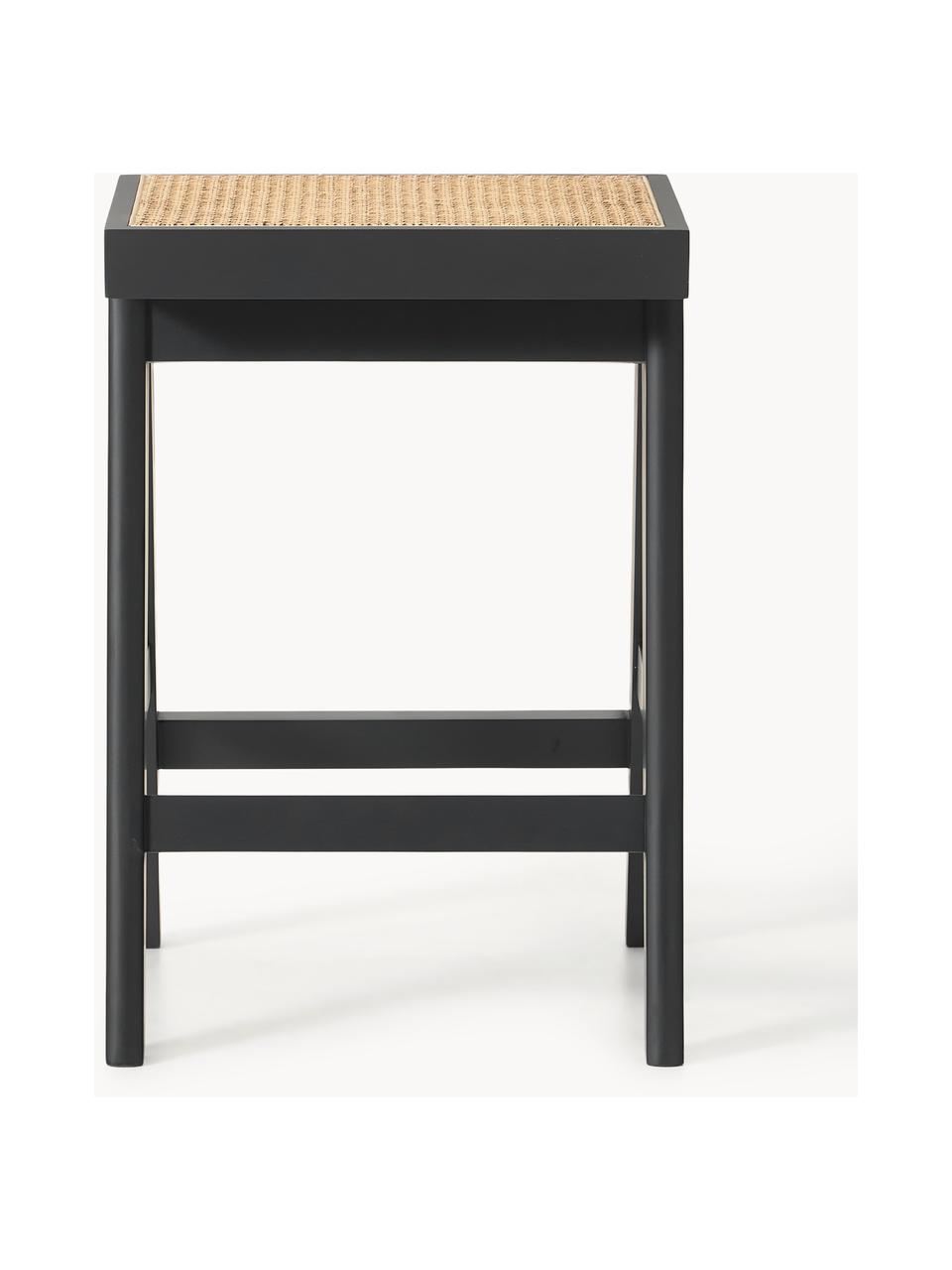 Tabouret de bar en cannage Sissi, Noir, beige clair, larg. 46 x haut. 65 cm