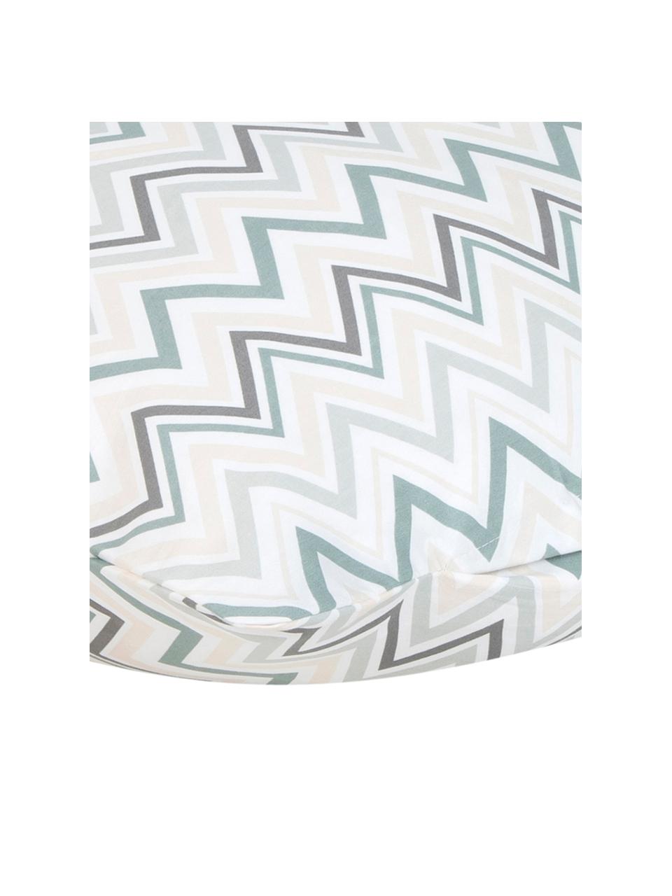 Baumwollsatin-Kissenbezüge Maui mit Zickzack-Muster, 2 Stück, Webart: Satin Fadendichte 200 TC,, Weiß, Grün, 40 x 80 cm