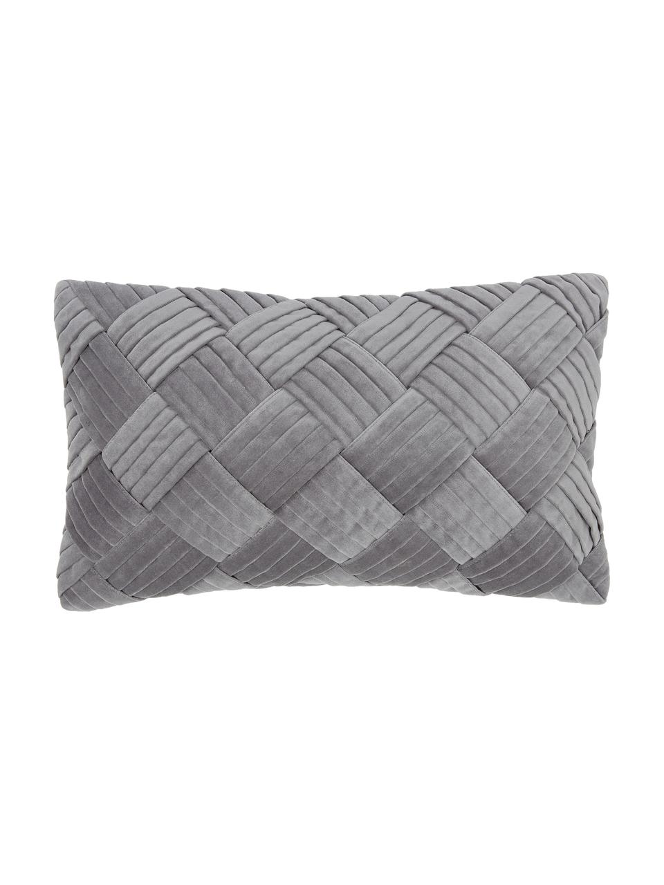 Sametový povlak na polštář se strukturálním vzorem Sina, Samet (100 % bavlna), Šedá, Š 30 cm, D 50 cm