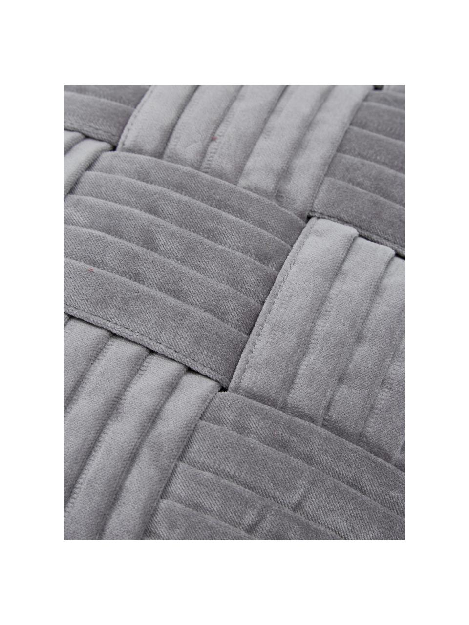 Federa arredo in velluto con motivo strutturato Sina, Velluto (100% cotone), Grigio, Larg. 30 x Lung. 50 cm