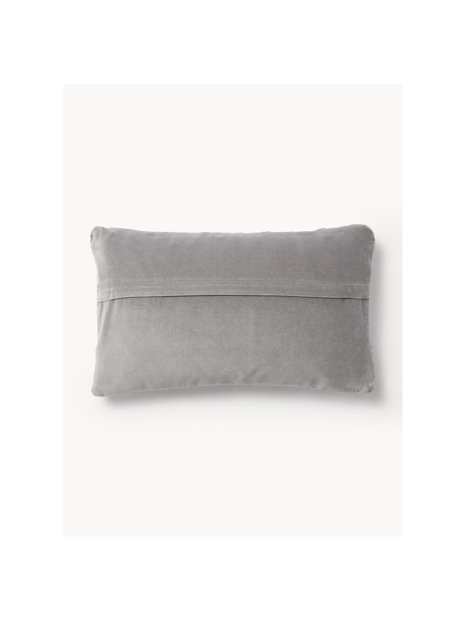 Housse de coussin rectangulaire velours Sina, Velours (100 % coton), Gris, larg. 30 x long. 50 cm