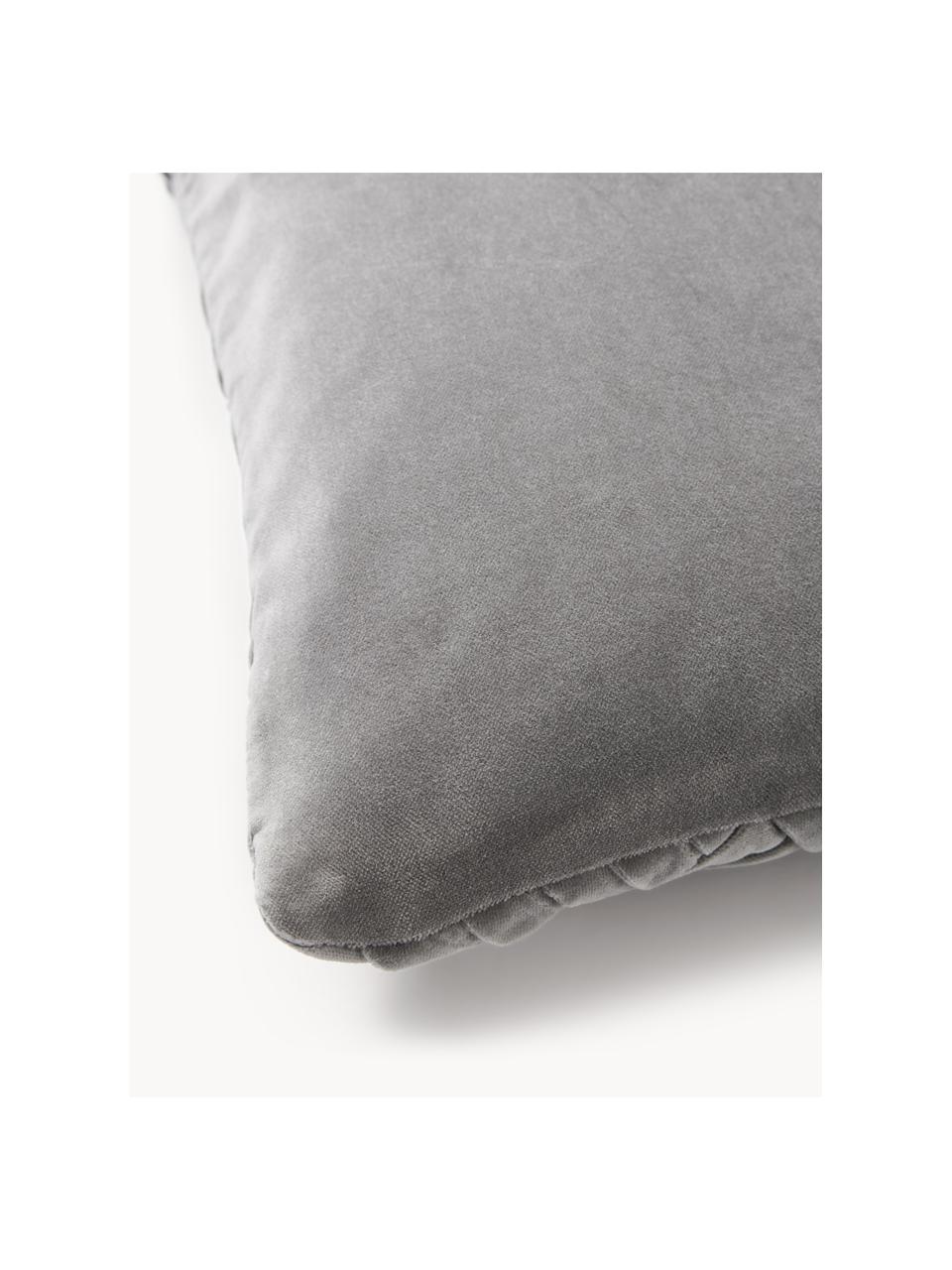 Housse de coussin rectangulaire velours Sina, Velours (100 % coton), Gris, larg. 30 x long. 50 cm