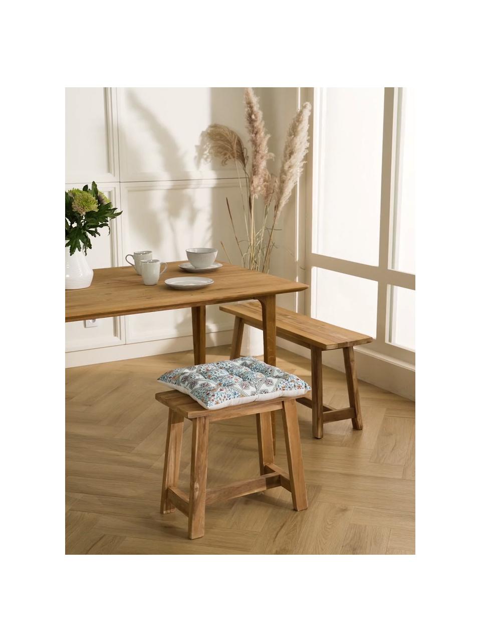 Poduszka na krzesło z bawełny Lilou, Tapicerka: 100% bawełna, Niebieski, S 40 x D 40 cm