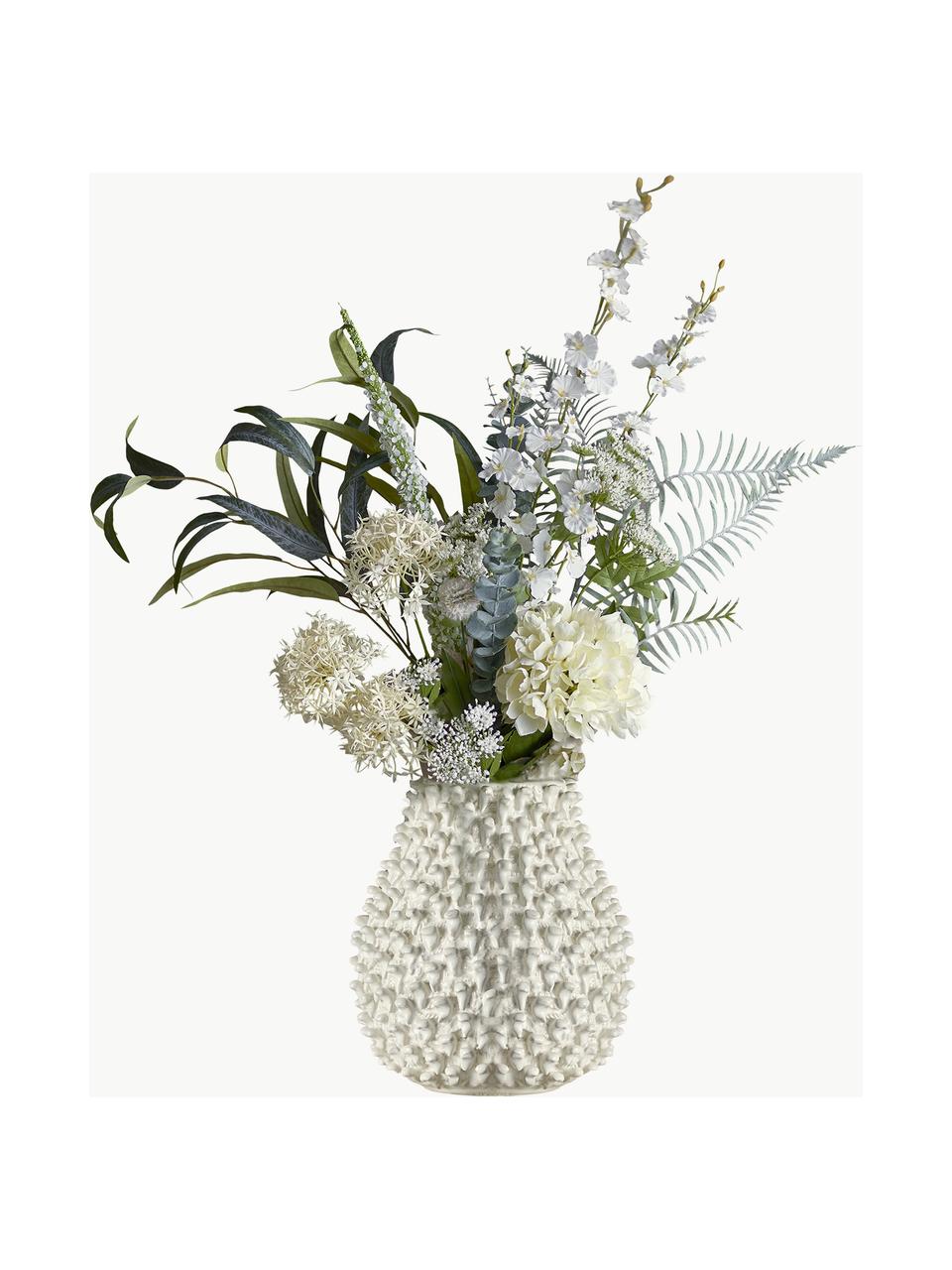 Bouquet de fleurs artificielles Symphonie, Plastique, polyester, métal, Tons verts et blancs, multicolore, long. 103 cm