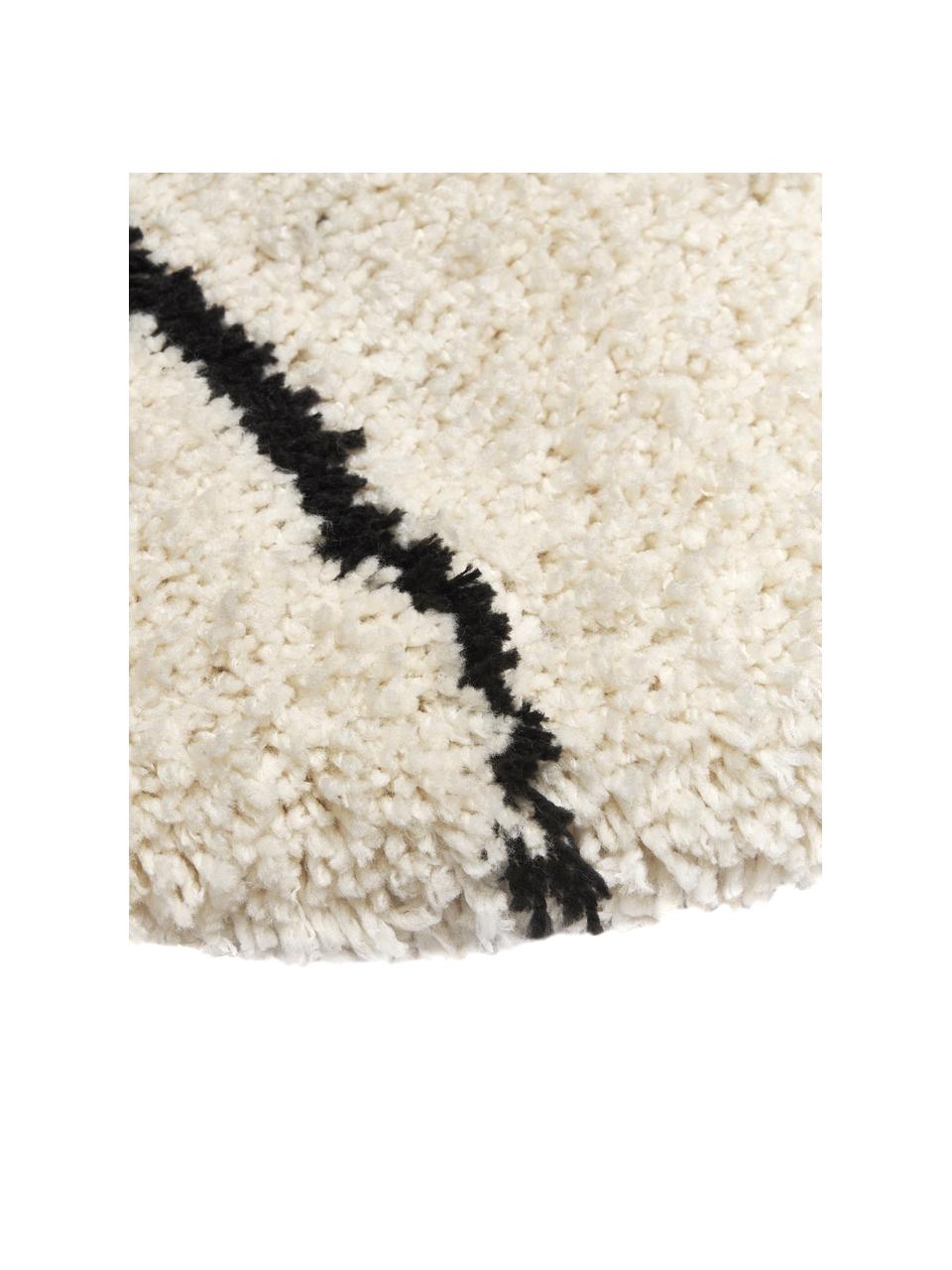 Runder flauschiger Hochflor-Teppich Naima, handgetuftet, Flor: 100 % Polyester, Beige, Ø 120 cm (Größe S)