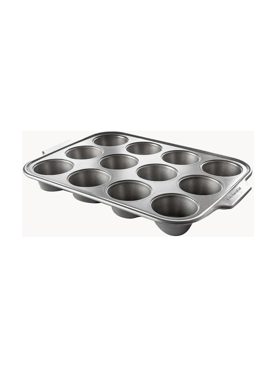 Muffinvorm Bakery met antiaanbaklaag, Staal, gealumineerd, Donkergrijs, L 37 cm, B 29 cm, H 5 cm