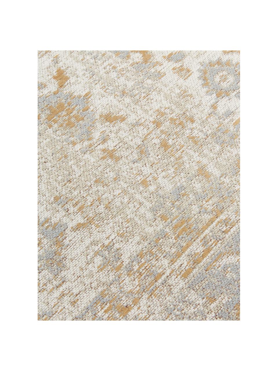 Handgeweven chenille vloerkleed Loire in vintage stijl, Bovenzijde: 95% katoen, 5% polyester, Onderzijde: 100% katoen, Beige, B 160 x L 230 cm (maat M)