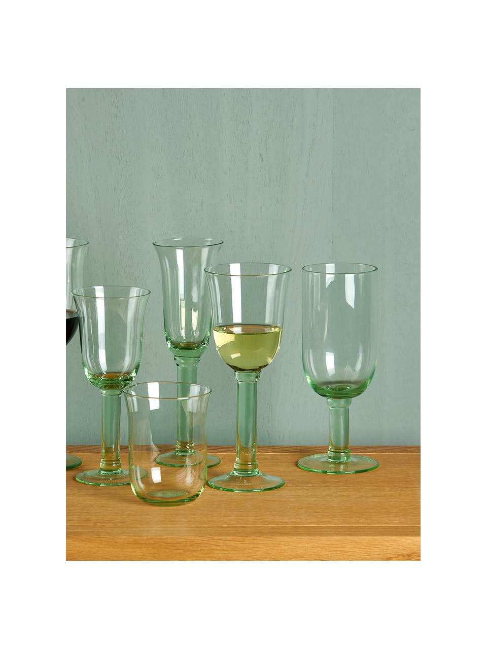 Bicchieri acqua in vetro soffiato Corsica 6 pz, Vetro, Verde chiaro trasparente, Ø 11 x Alt. 24 cm,  480 ml