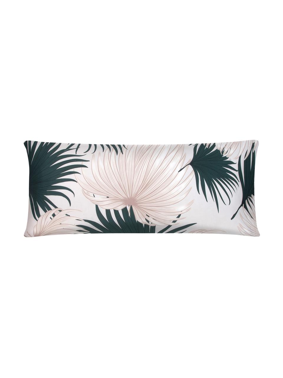 Funda de almohada de satén Aloha, Beige, verde, An 45 x L 110 cm