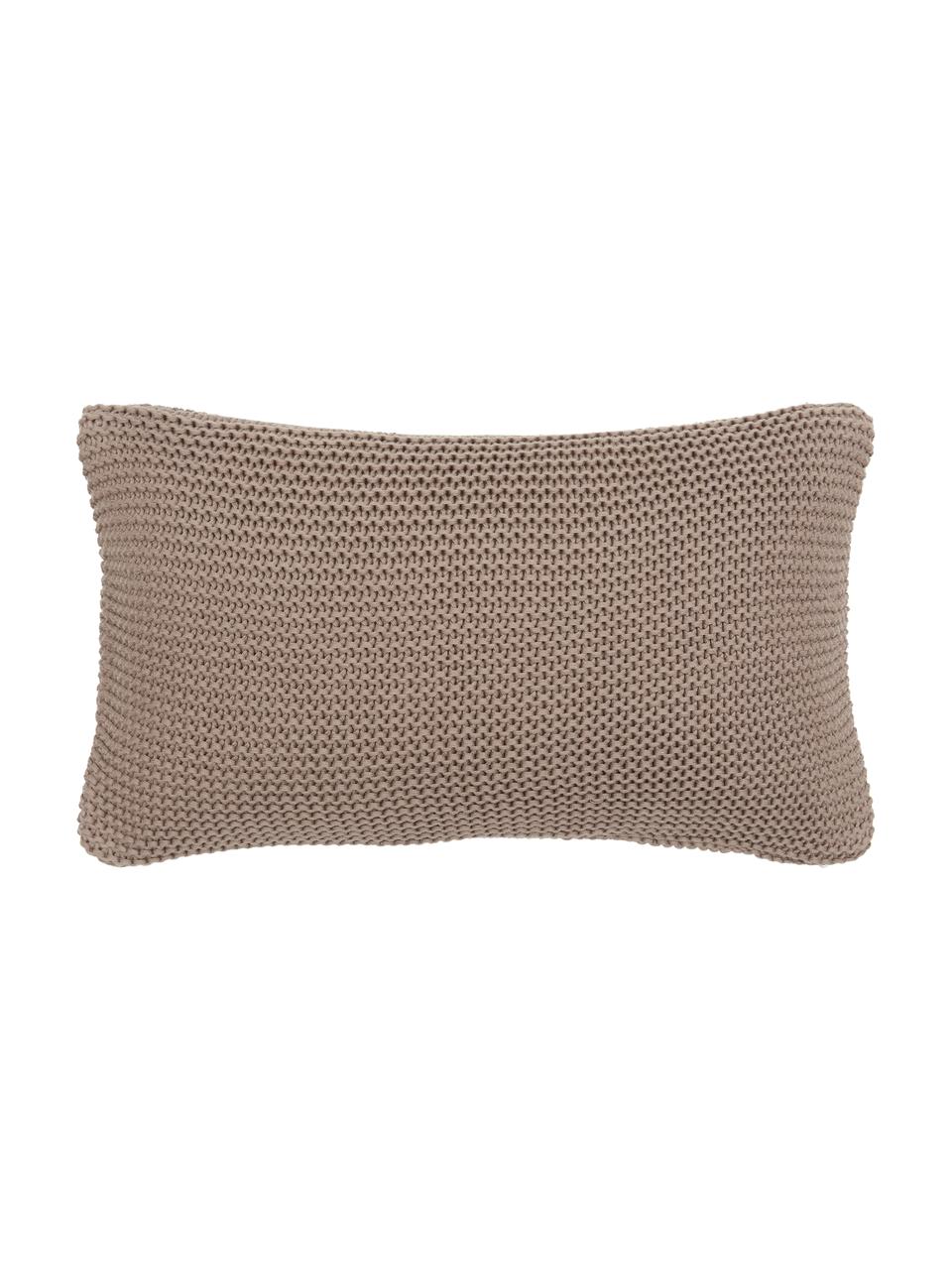 Housse de coussin tricotée en coton bio brun clair Adalyn, Brun