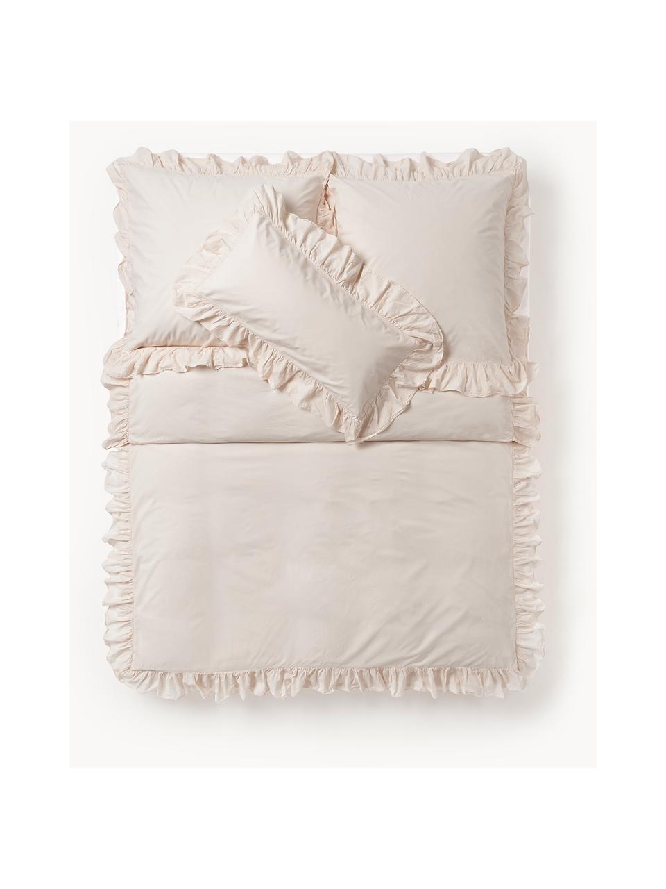 Housse de couette en coton à volants Louane, 100 % coton
Densité 200 fils par pouce carré, qualité confort

Le linge de lit en coton est agréablement doux sur la peau, absorbe bien l'humidité et convient aux personnes allergiques

Le matériau est certifié STANDARD 100 OEKO-TEX®, 4265CIT, CITEVE, Beige, larg. 200 x long. 200 cm