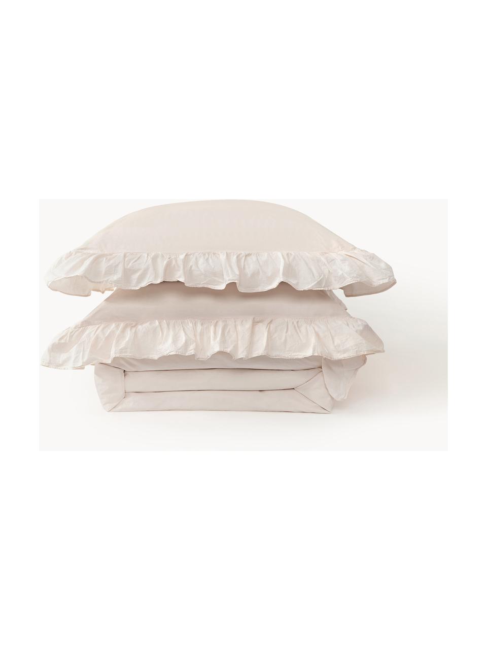 Housse de couette en coton à volants Louane, 100 % coton
Densité 200 fils par pouce carré, qualité confort

Le linge de lit en coton est agréablement doux sur la peau, absorbe bien l'humidité et convient aux personnes allergiques

Le matériau est certifié STANDARD 100 OEKO-TEX®, 4265CIT, CITEVE, Beige, larg. 200 x long. 200 cm