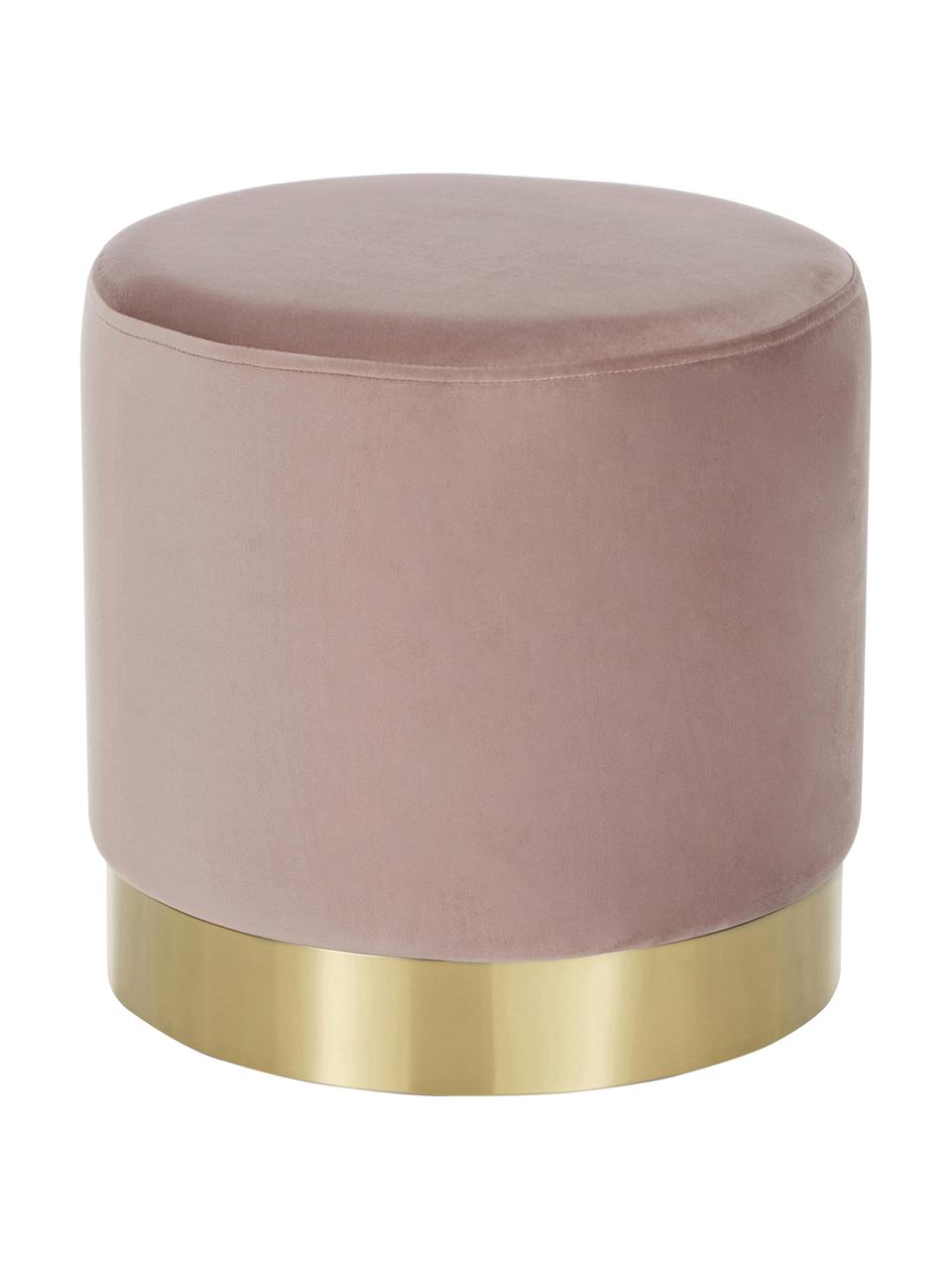 Tabouret en velours Orchid, Velours rose, couleur dorée, Ø 38 x haut. 38 cm
