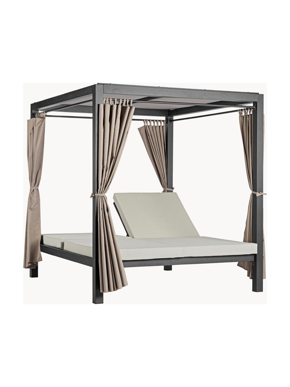 Dubbele zonnebed Dream met luifel, Frame: gepoedercoat aluminium, Geweven stof lichtbeige, antraciet, B 188 x H 205 cm