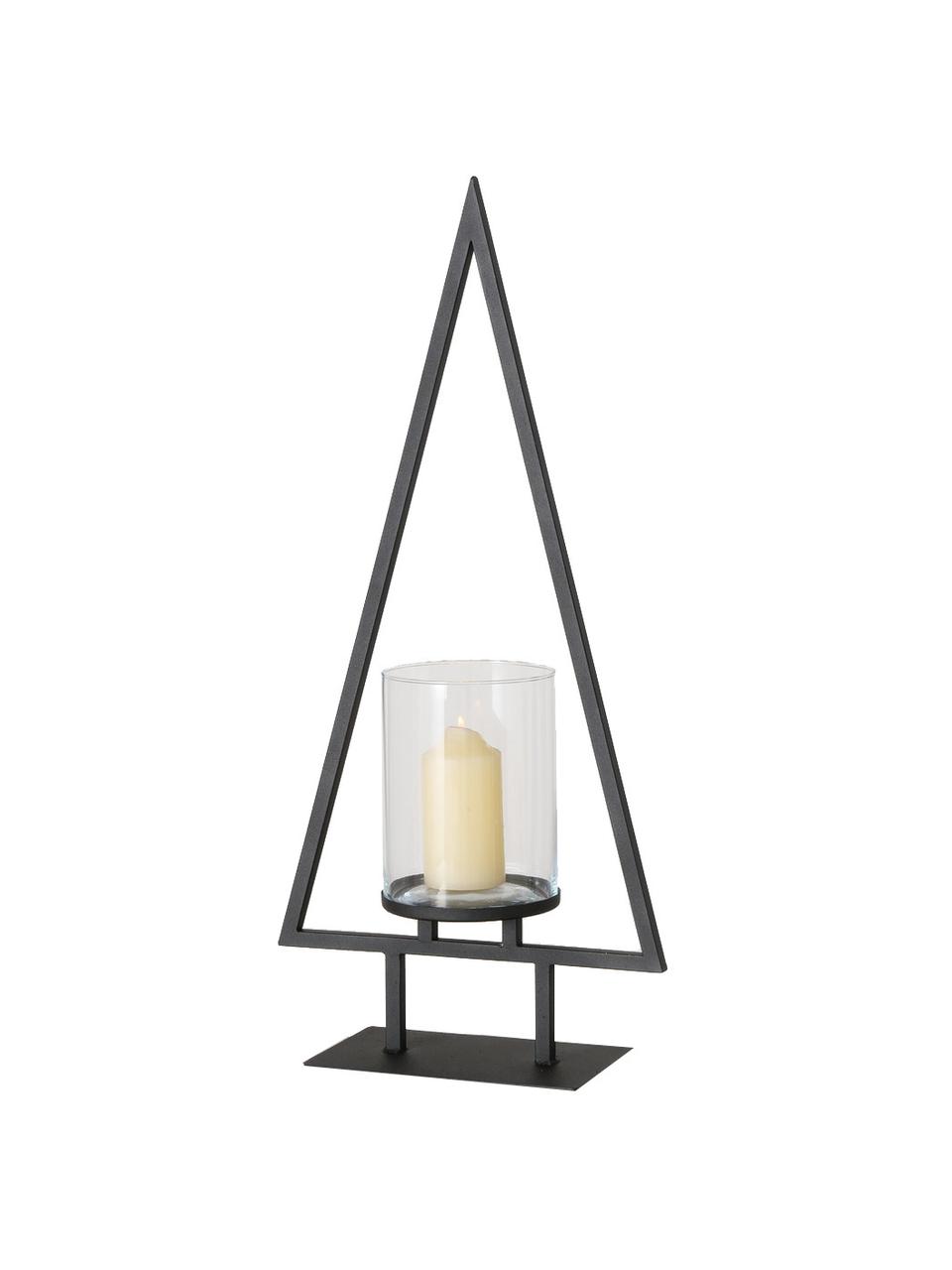Portavelas de metal Fenny, Estructura: metal recubierto, Negro, An 35 x Al 75 cm