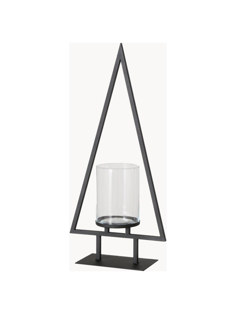 Windlicht Fenny aus Metall, Gestell: Metall, beschichtet, Schwarz, B 35 x H 75 cm