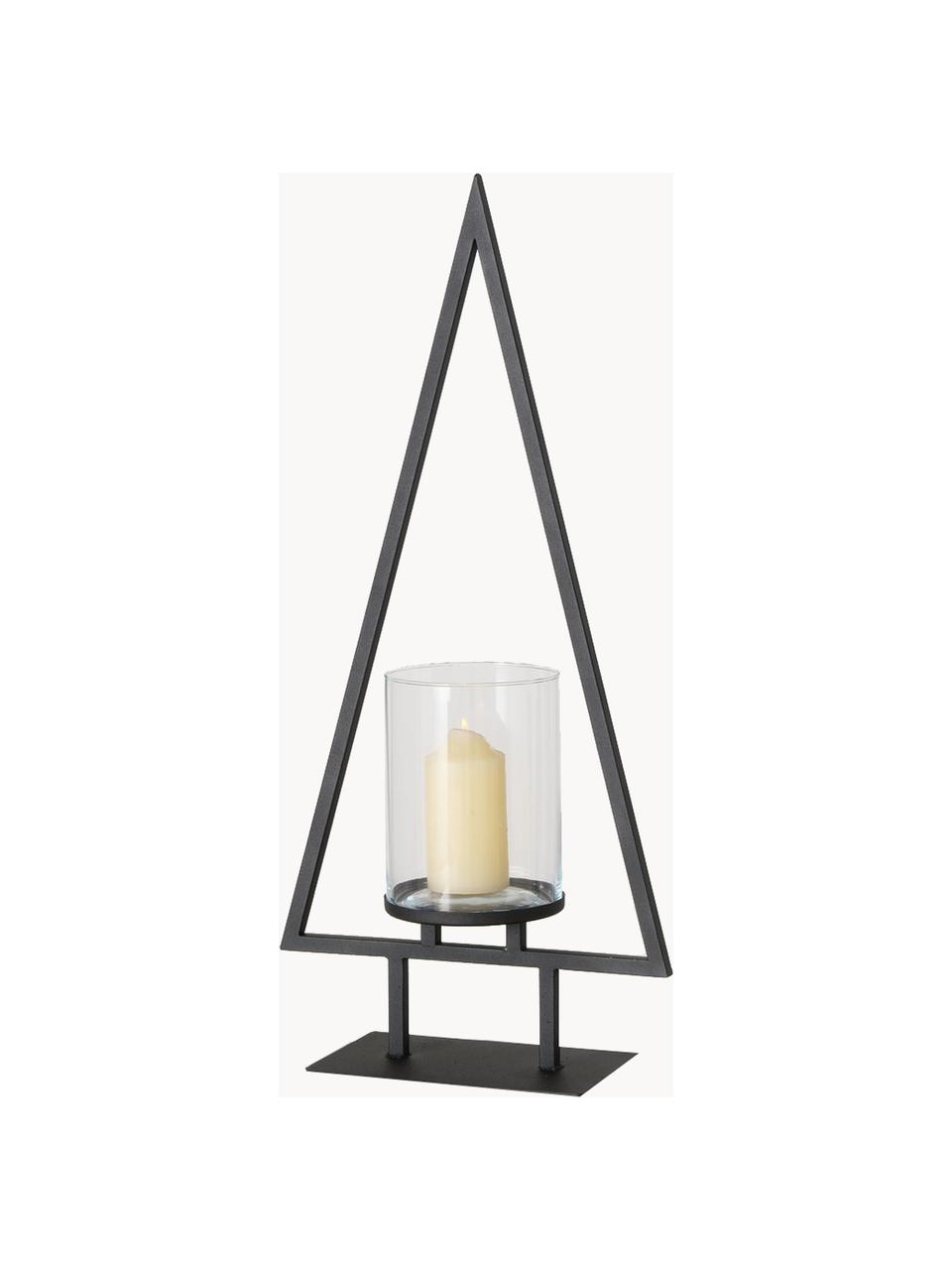 Windlicht Fenny van metaal, Frame: gecoat metaal, Zwart, B 35 x H 75 cm
