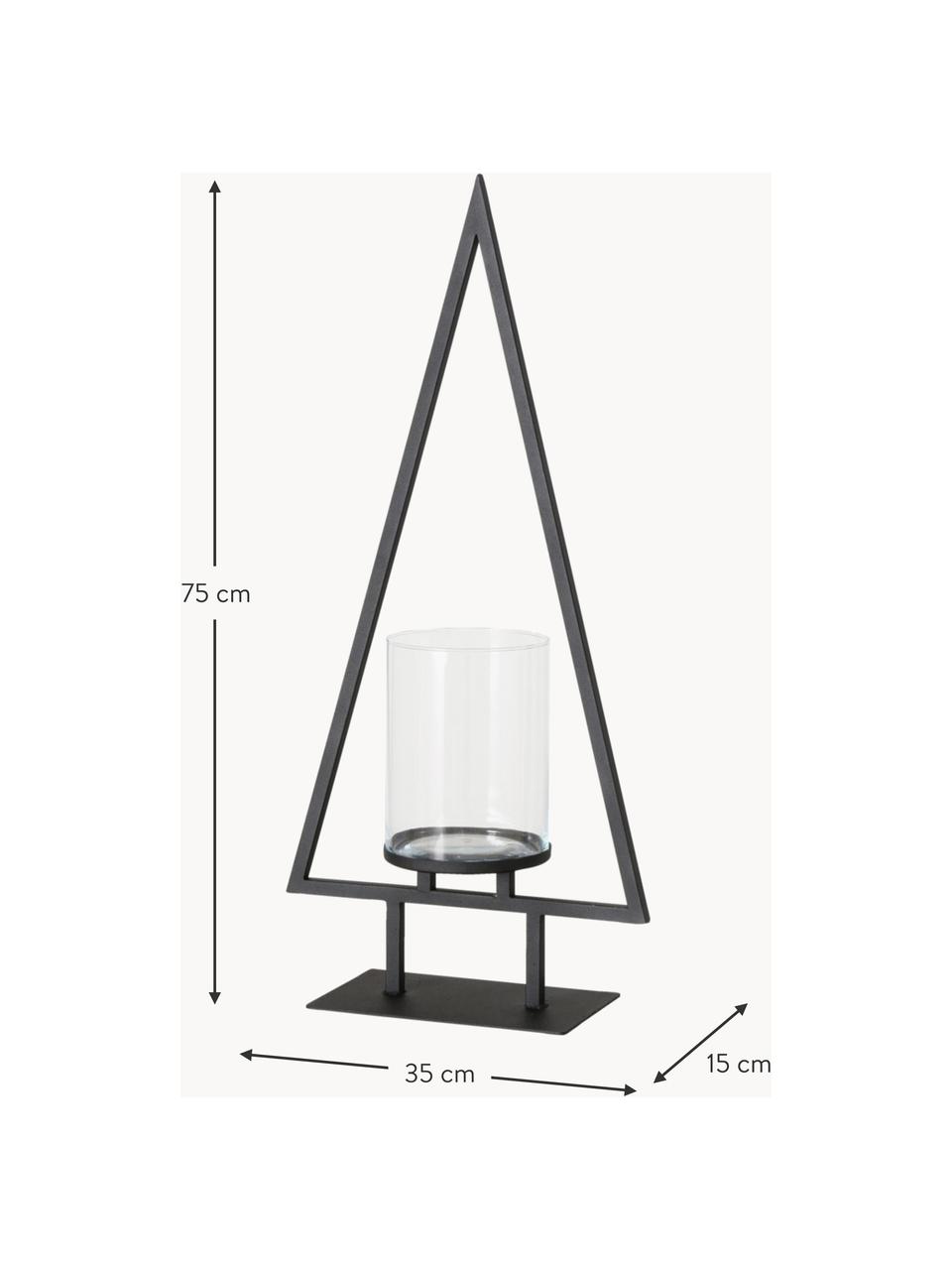 Portacandela in metallo Fenny, Struttura: metallo rivestito, Nero, Larg. 35 x Alt. 75 cm