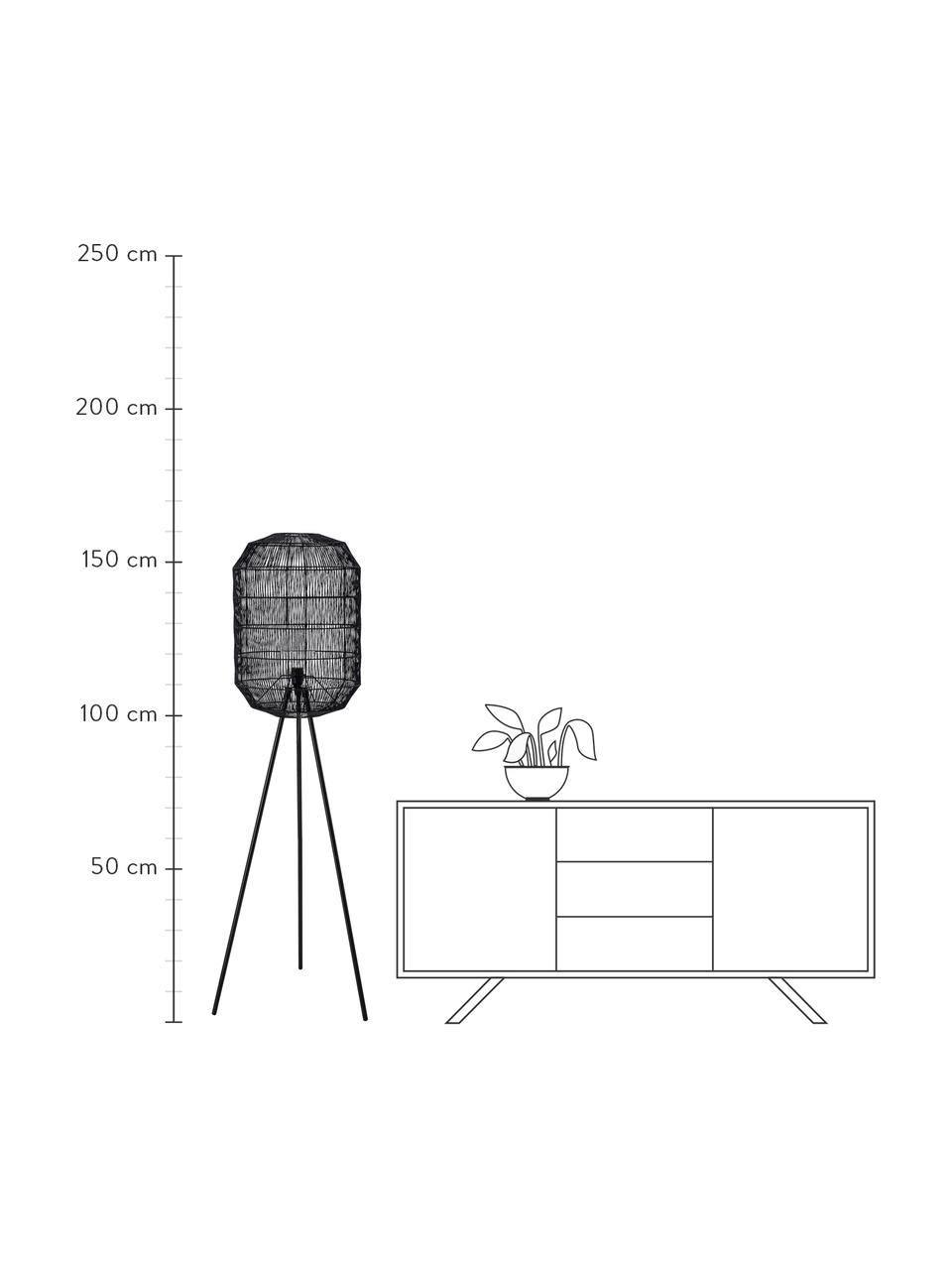 Stehlampe Clanine, Lampenschirm: Papier, Schwarz, 51 x 160 cm