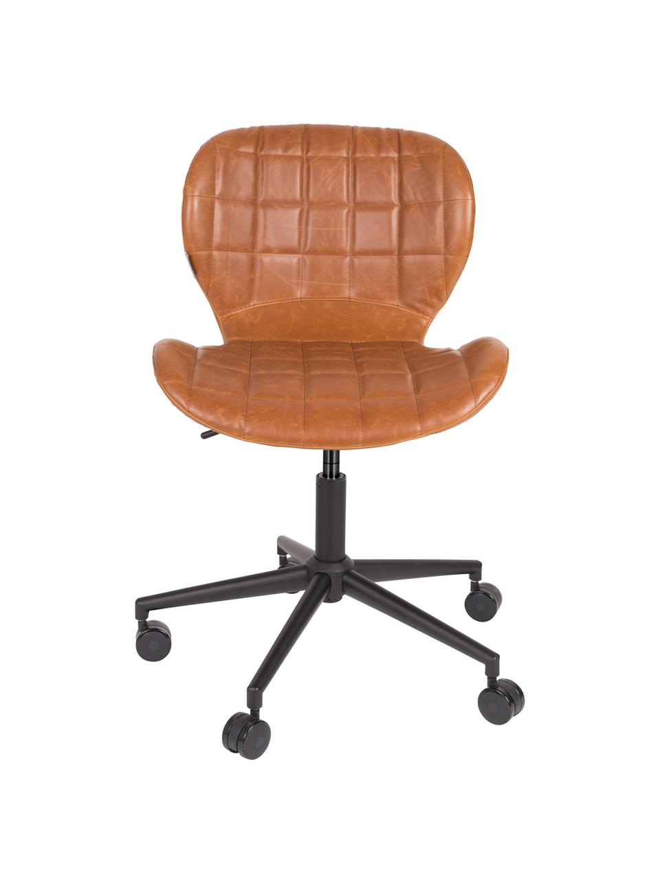 Chaise de bureau pivotante à hauteur ajustable OMG, Revêtement : brun Socle à roulettes : noir