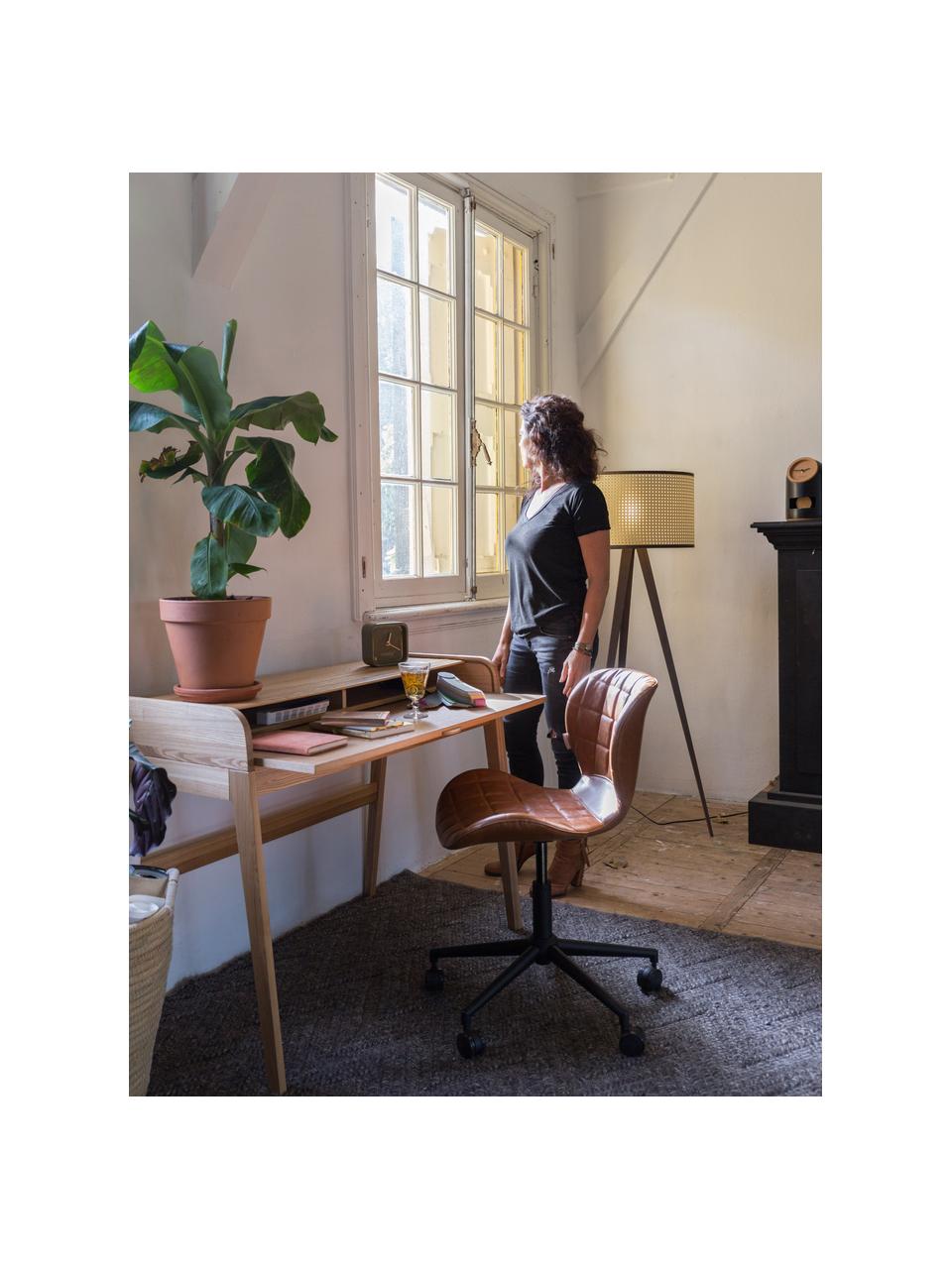 Výškově nastavitelná kancelářská otočná židle OMG, Potah: hnědá Podstava s koly: černá