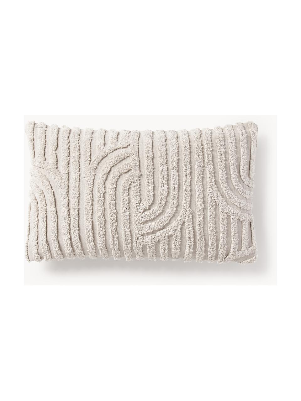 Housse de coussin en coton Bell, 100% coton, Beige clair, larg. 30 x long. 50 cm