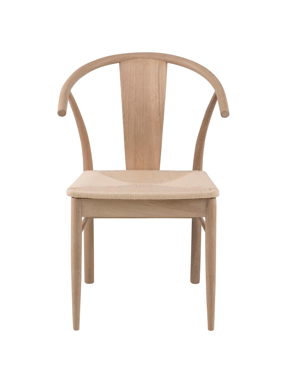 Holz-Armlehnstuhl Janik mit Binsengeflecht, Gestell: Eiche, weiß pigmentiert, Sitzfläche: Binsengeflecht, Eichenholz, B 54 x T 54 cm