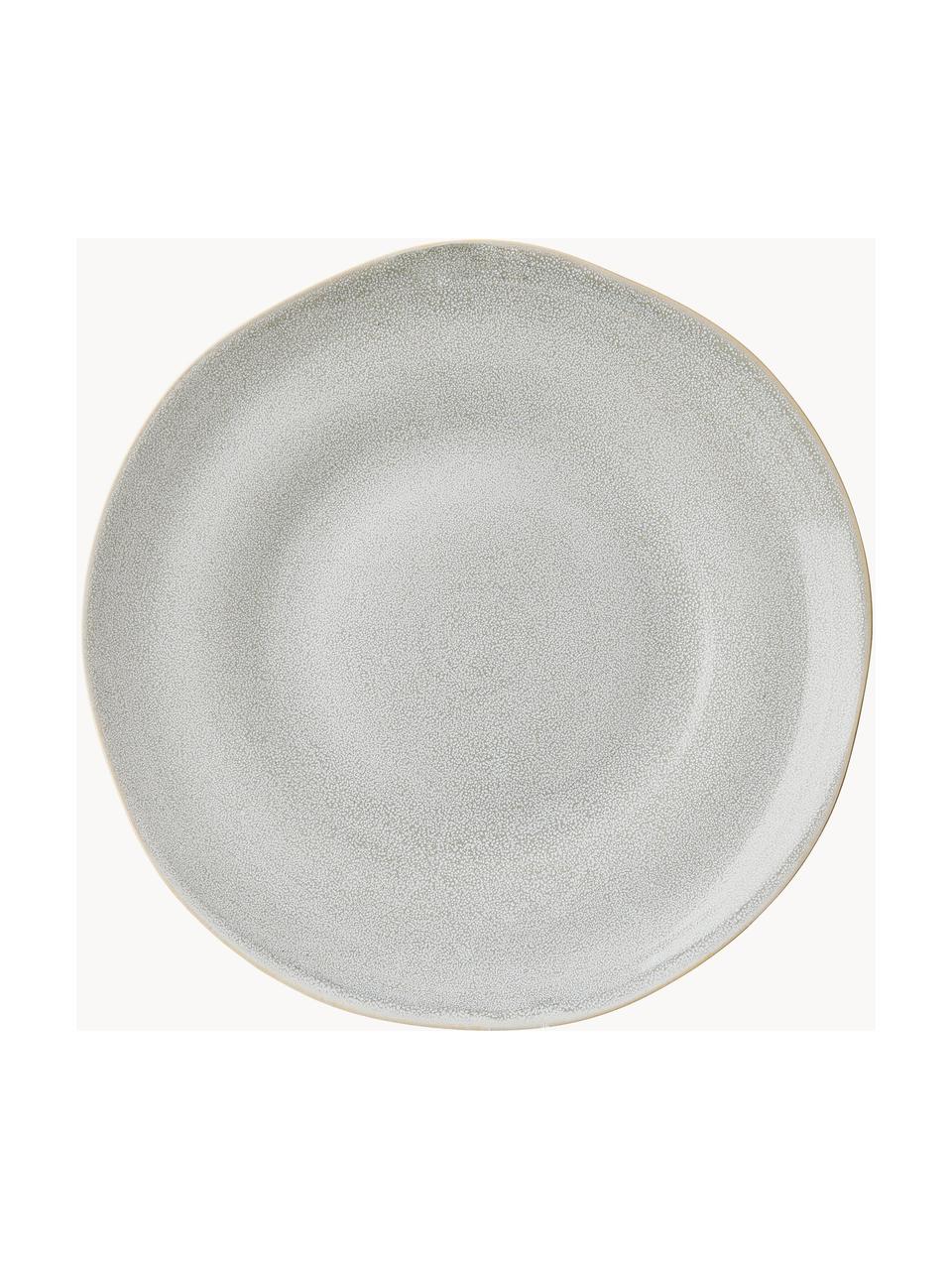 Assiettes plates faites main Manor, 4 pièces, Grès cérame, Gris clair avec bordure beige, Ø 29 x haut. 4 cm