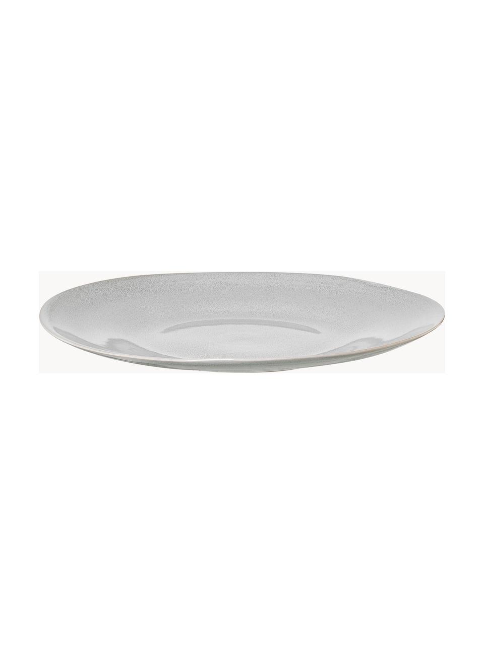 Platos llanos artesanales Manor, 4 uds., Gres, Gris claro con borde beige, Ø 29 x Al 4 cm