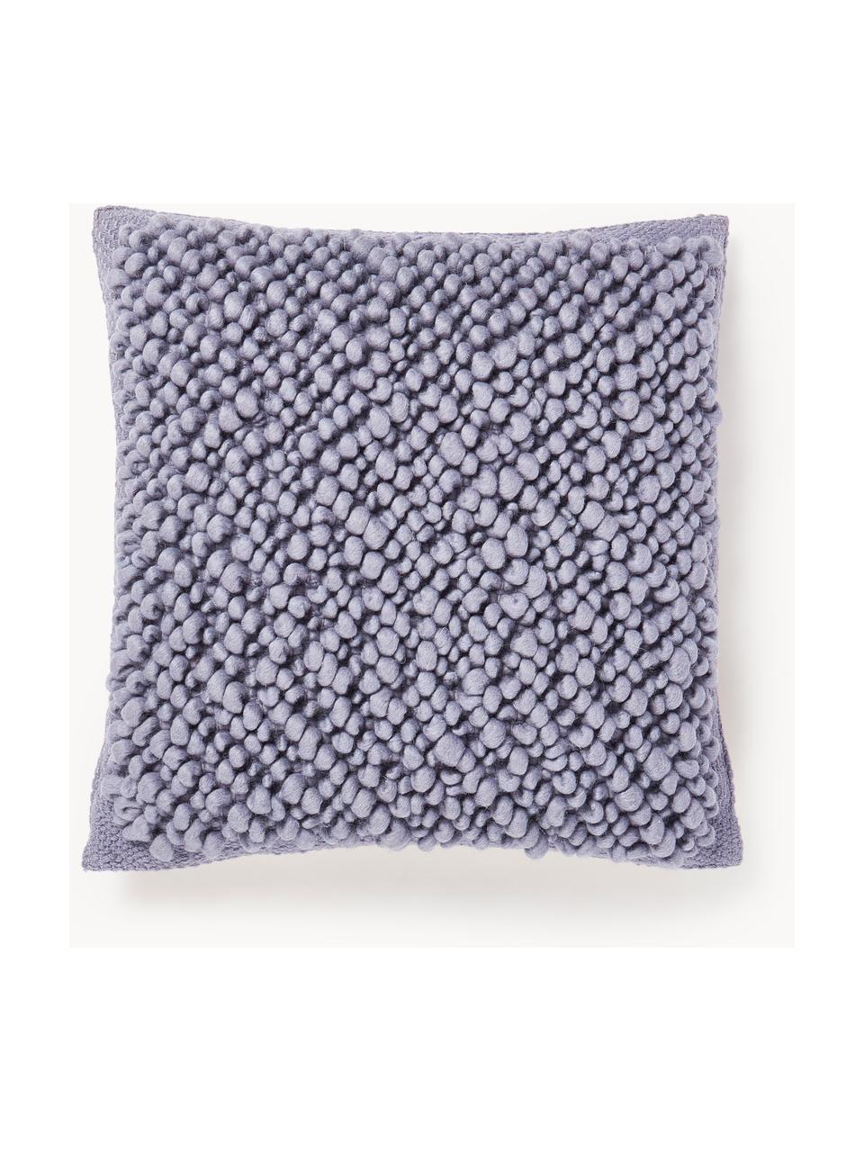 Housse de coussin en laine Loca, Lavande, blanc crème, larg. 50 x long. 50 cm