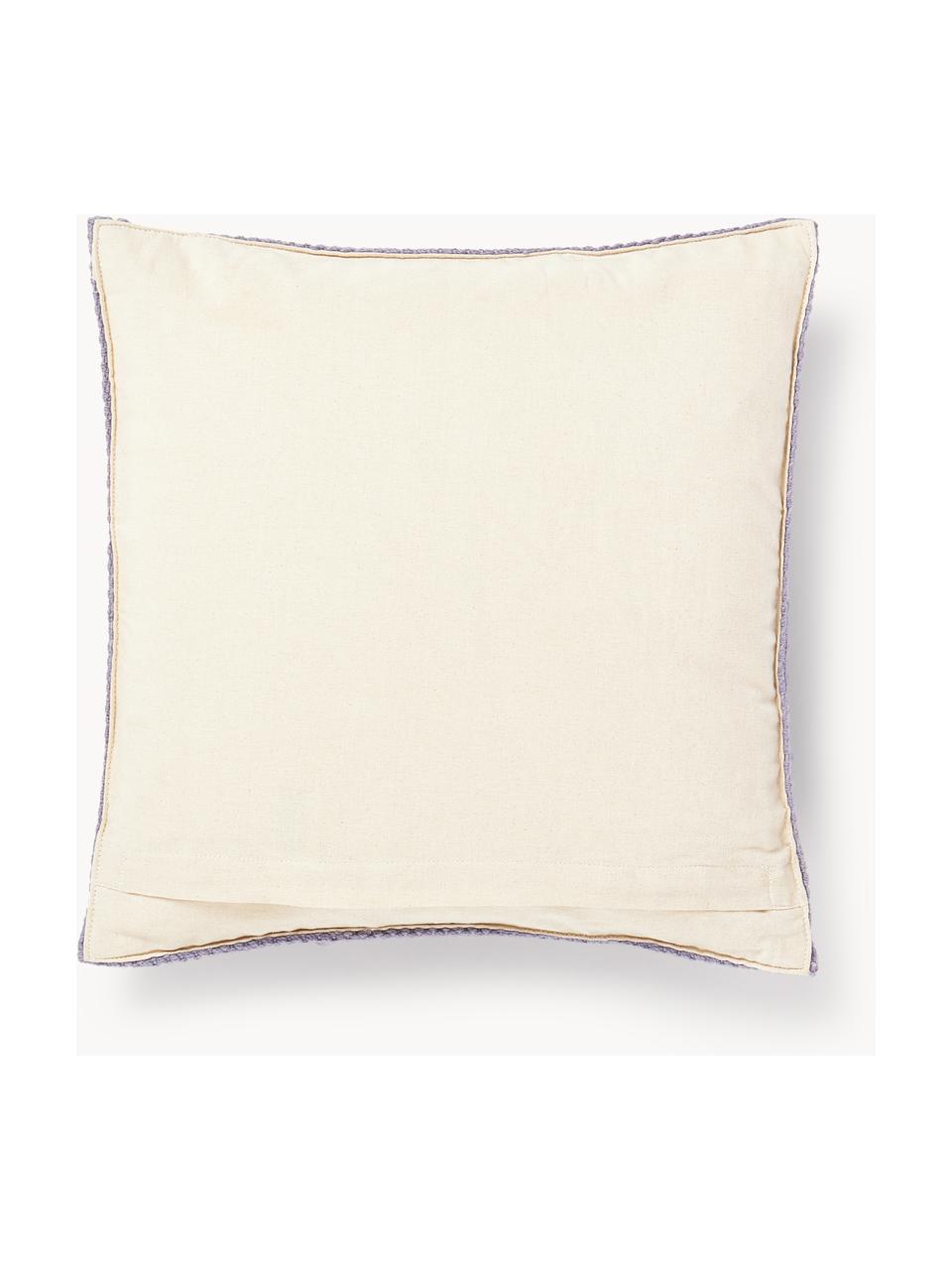 Housse de coussin en laine Loca, Lavande, blanc crème, larg. 50 x long. 50 cm