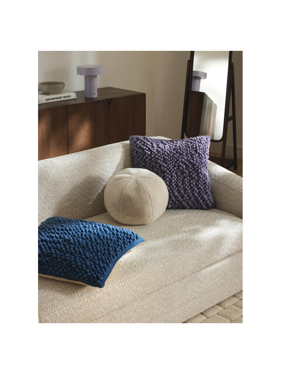 Housse de coussin en laine Loca, Lavande, blanc crème, larg. 50 x long. 50 cm