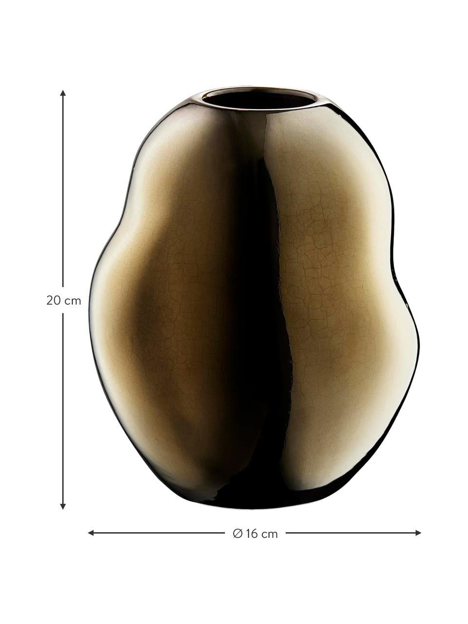 Handgefertigte Design-Vase Fiora aus Porzellan, Porzellan, Goldfarben, Ø 16 x H 20 cm