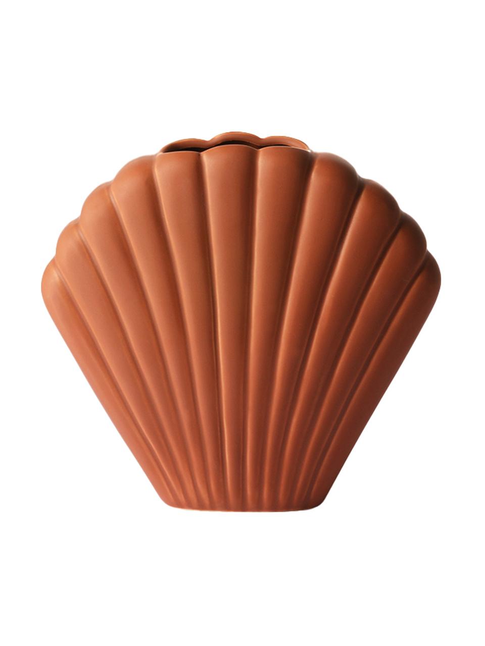 Malá váza z kameniny Shell, Kamenina, Hnědá, Š 18 cm, V 20 cm