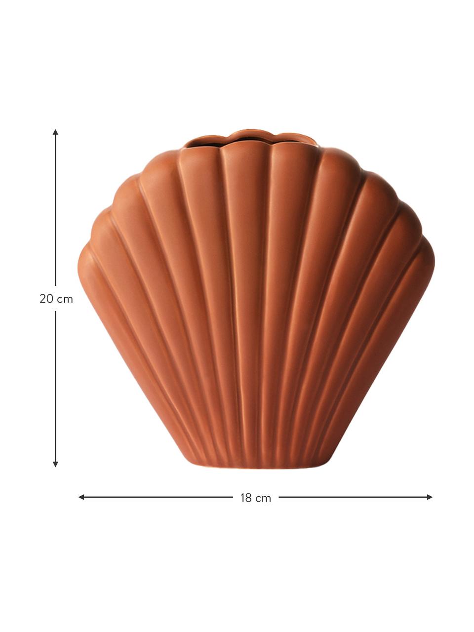 XS Vase Shell aus Steingut, Steingut, Braun, B 18 x H 20 cm